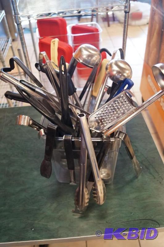 lot 60 image: ladles and tongs