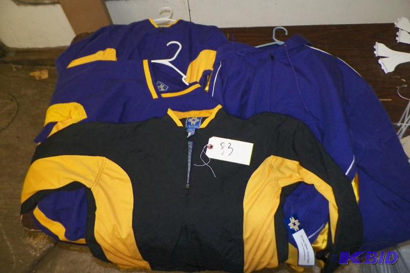 3 PurpleGold Jackets, 7 Black & Yellow Jackets, 1 Black & Red Jacket