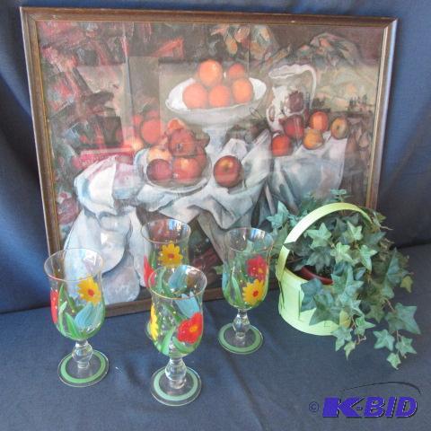Print, Stemware, Basket