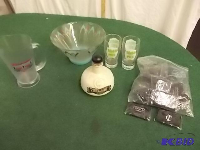 NEW Budweiser Pitcher, Lot Of Wrist Bands, Gl...