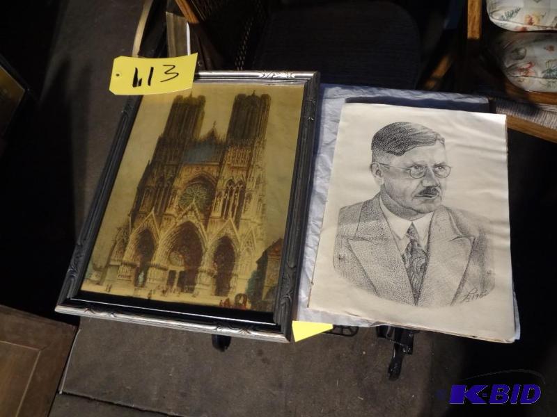 Old German Litho and a Charcoal