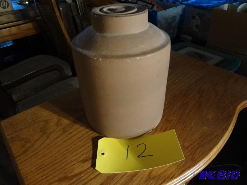 Old Stoneware Snuff Jar, metal top