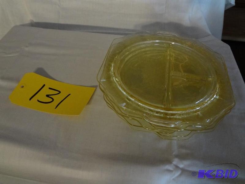 Yellow Depression Glass Divided Plates