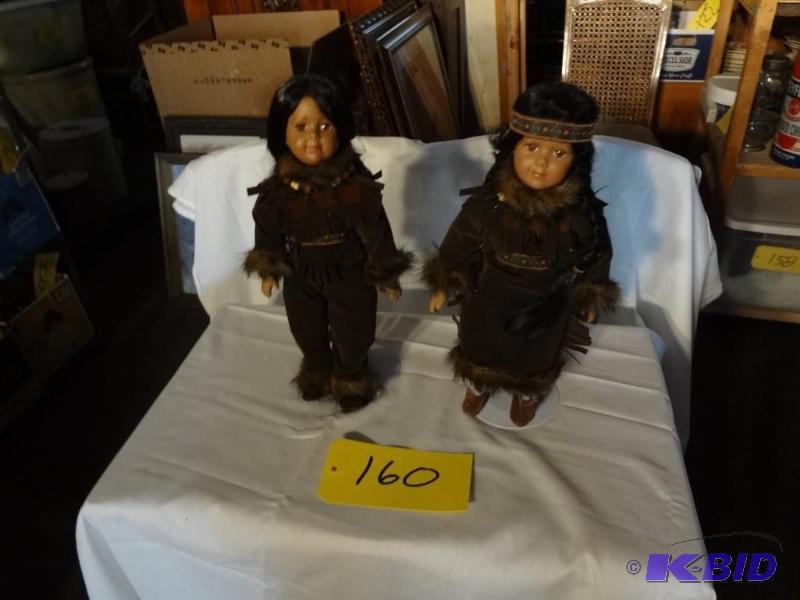 Pair of Porcelain,soft bodied, Native Dolls
