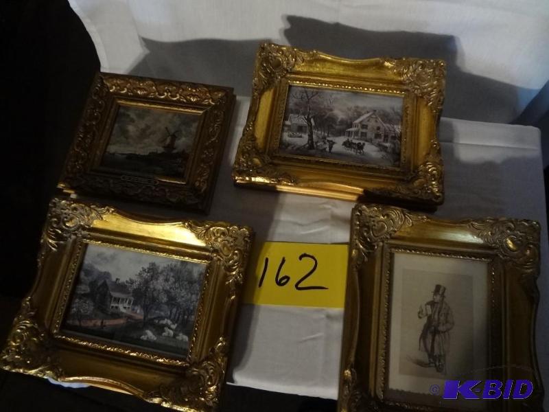 Six Small Prints, 4 in beautiful Gold Frames, One from Amana, Ia