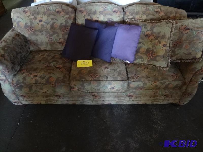 Floral Brocade Overstuffed Couch