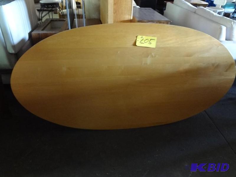 Oval ,Blond, Oak Table, metal legs