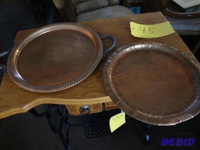 2 Antique Copper Trays