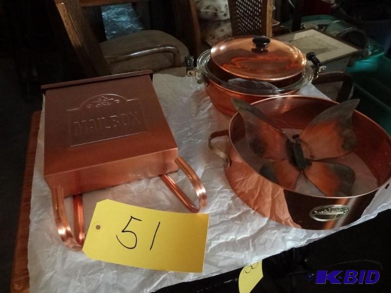 Copper Mailbox,Cassarole, Ring