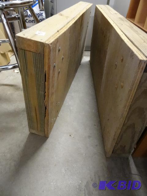 lot 103 image: 2 Wood Risers on Wheels. 42 x 19 12"...