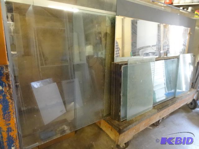 lot 104 image: Glass Cart with Large Quantity of Glass Panel...
