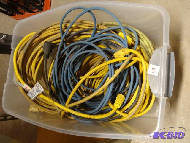lot 162 image: Bin of misc. Extension Cords...