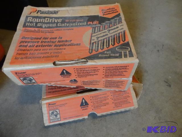 lot 17 image: 3 Boxes of 2" and 2 38 Ring Shank Nails...