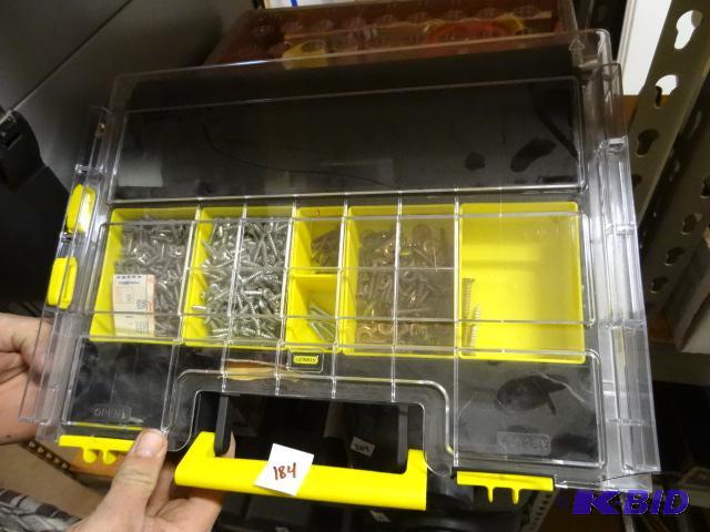 lot 184 image: Stanley Hardware Bin With Misc. Screws...