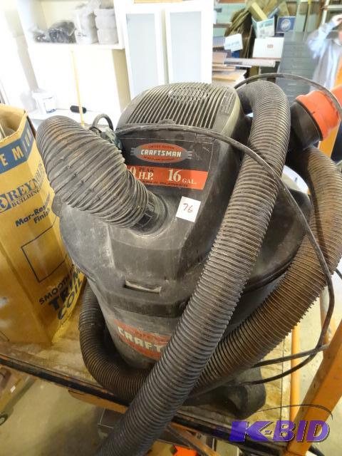 lot 76 image: Craftsman 6 HP 16 Gal Wet Dry Vac....