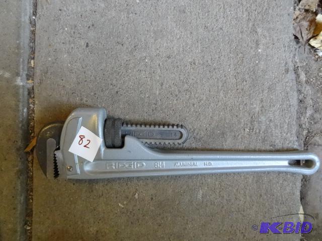 lot 82 image: Ridgid 14" Aluminum Pipe Wrench...