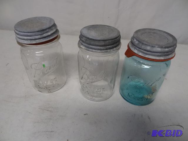 lot 102 image: 3 vintage canning jars...