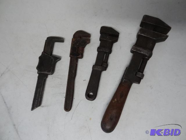 lot 103 image: 4 vintage adjustable wrenches...