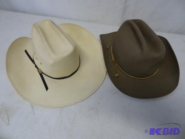 lot 150 image: 2 cowboy hats. Restinal and Brownie...