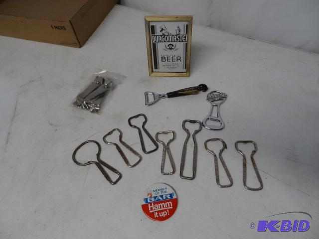 lot 161 image: 6 Hamms openers. Rochester dairy. Schmidt. Gl...