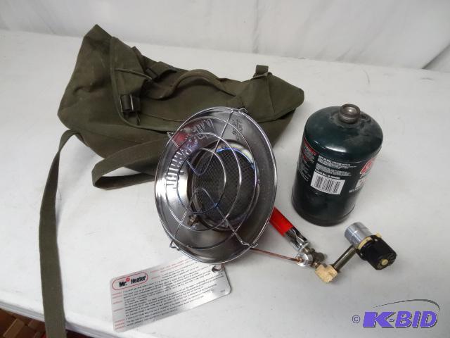 lot 29 image: Coleman single propane Mr heater. With canvas...