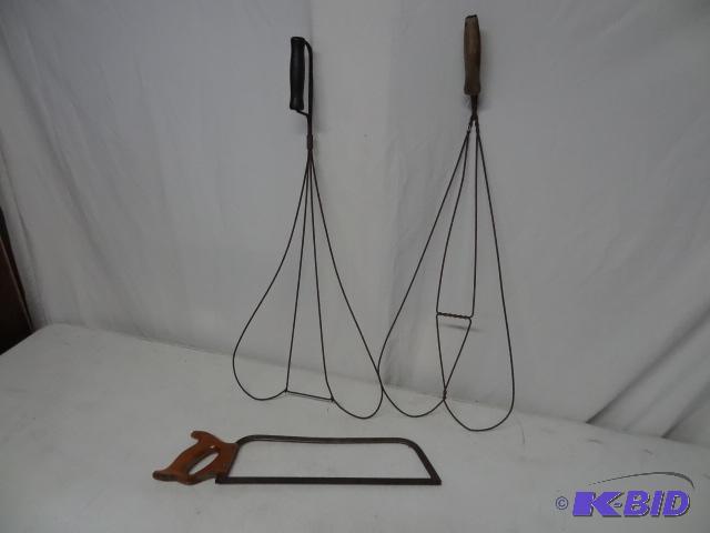 lot 47 image: Meat saw. 2 rug beaters...