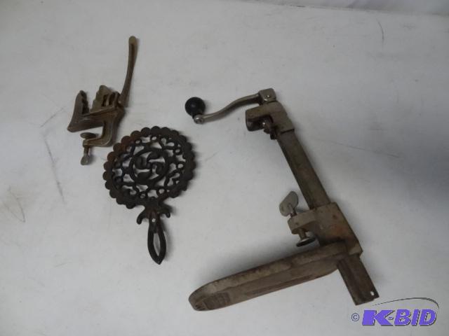 lot 74 image: Can opener. Edlun. Trivet. Home nut cracker...