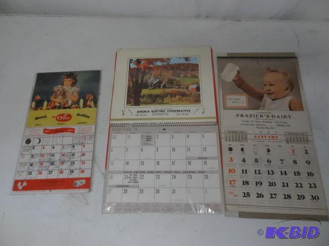 lot 82 image: 3 vintage calenders...