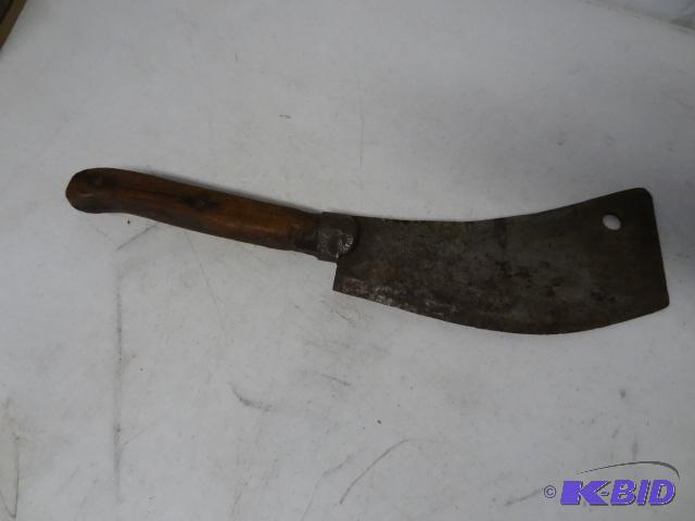 lot 95 image: Vintage meat cleaver...