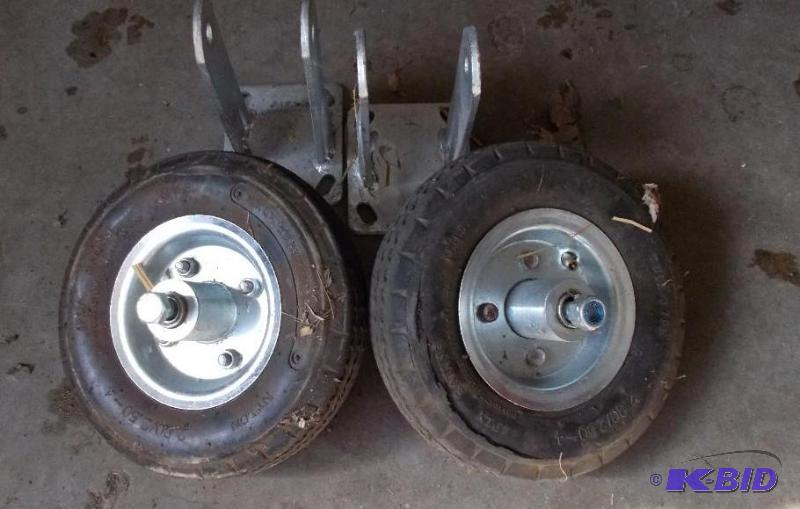 lot 26 image: Set of 2 CartCastor Wheels With Mounting Bra...