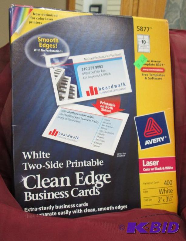 Qty 1 White two-side printable clean edge bus...