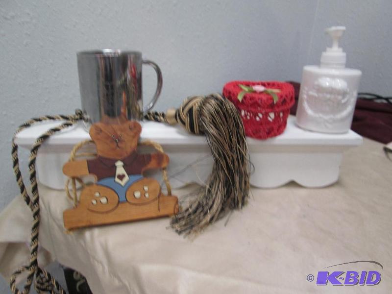 Qty 7 1- white shelf, and a red heart , two a...