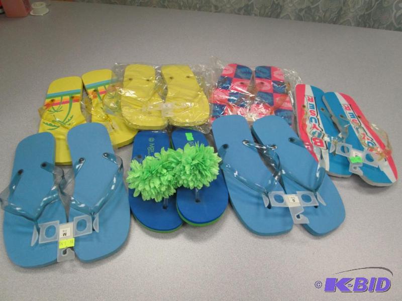 Qty 7 flip flops Sizes 56, 13, and 78...