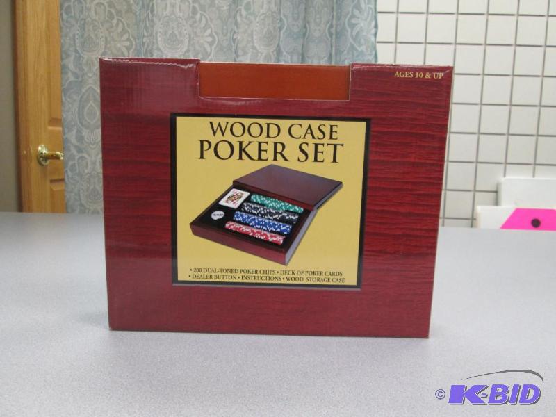 Wood case poker set...