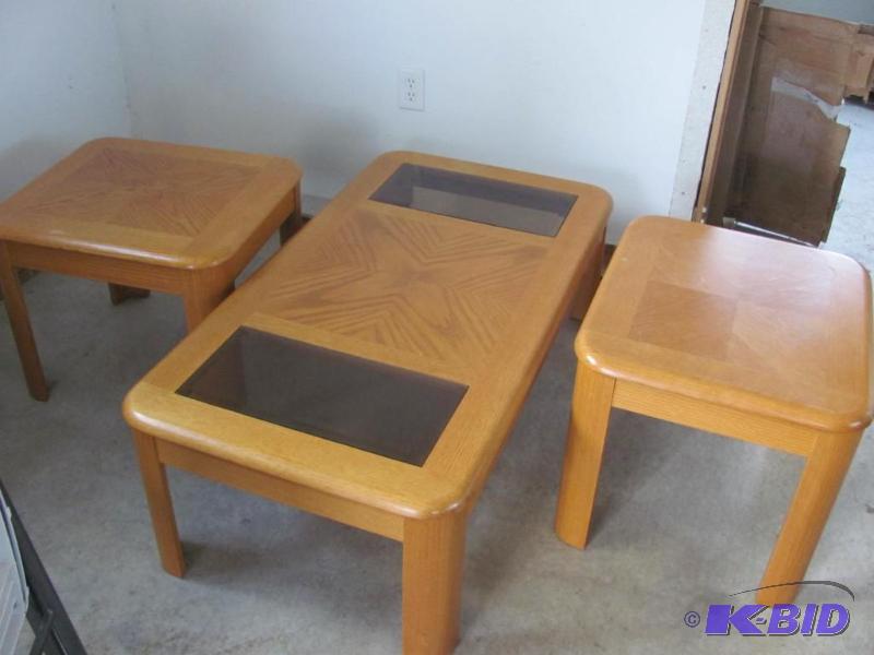 Set of matching coffee table and two end tables