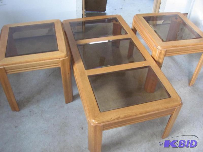 Set of matching coffee table and two end tables