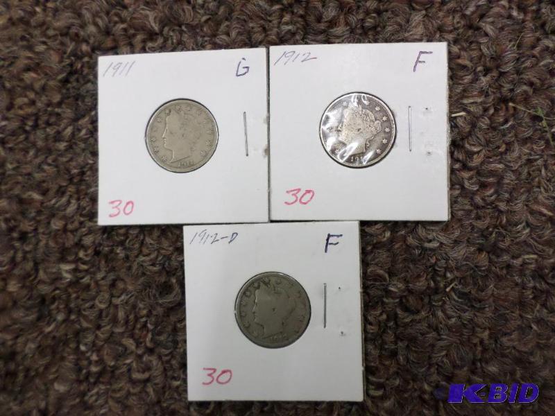 1911 G, 1912 F, 1912-D F, Liberty V Nickels...