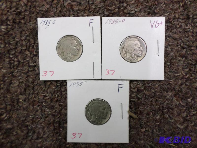1935 F, 1935-D VG, 1935-S F, Buffalo Nickels...