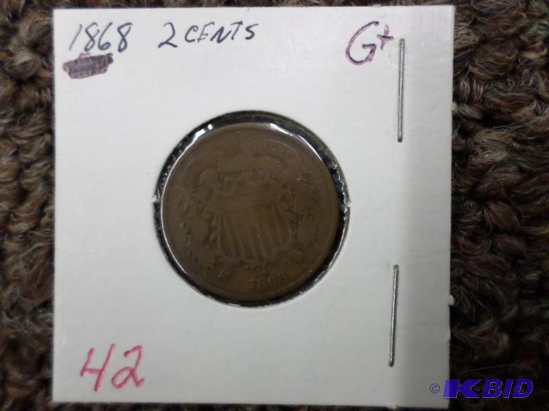 1868 Copper 2 cent coin G...
