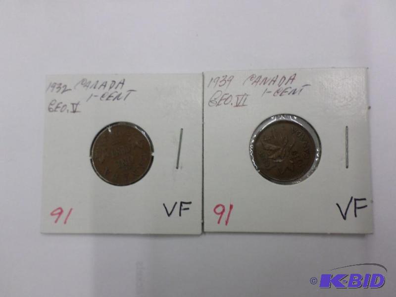 1932 VF, 1939 VF Canadian Small Cents...