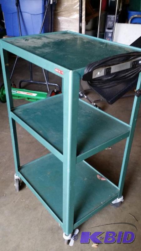 AV cart green wired for power 42&quot high 2...