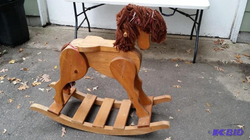 Childs wood rocking horse, stands 26&quot ta...