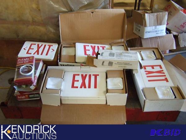 Lot of New Exit Signs and Accessories