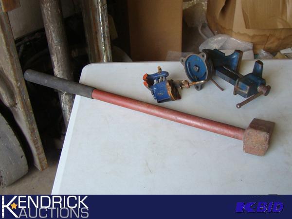 Splitting Maul and 2 Iron Bench Vices
