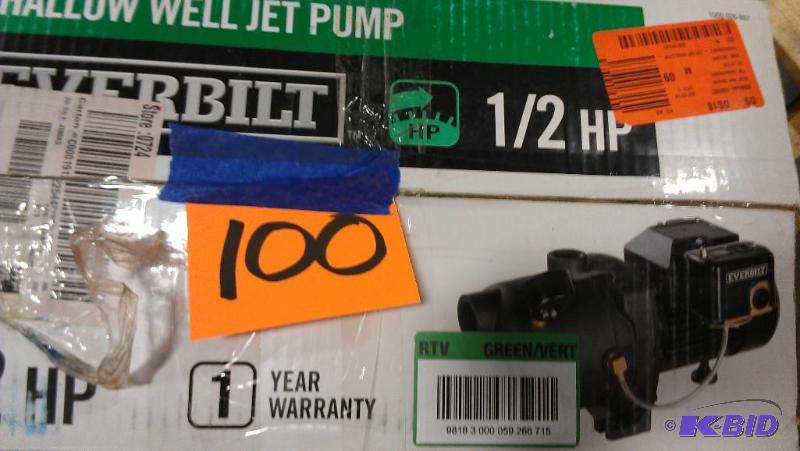 lot 100 image: Shallow Well Jet Pump. Everbuilt brand. Look ...