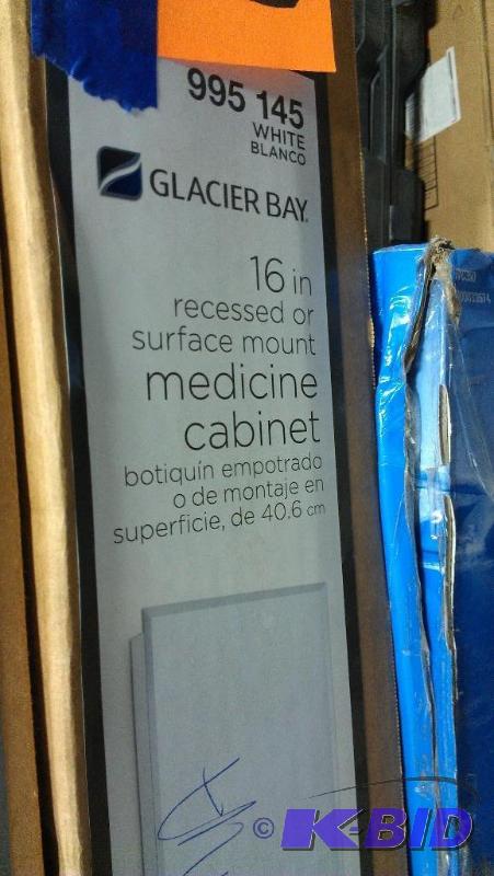 lot 103 image: White 16" Medicine Cabinet. Glacier Bay....