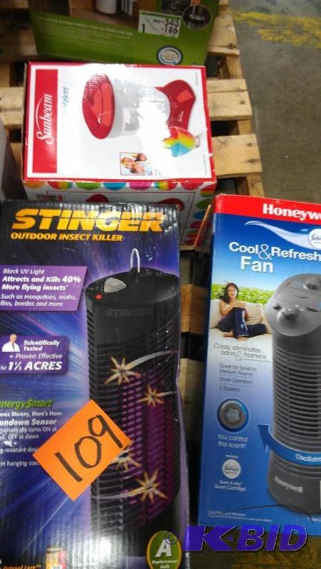 lot 109 image: Bug Zapper, Fan, AND Snow Cone Maker. Three i...