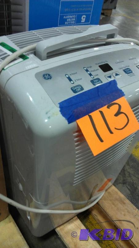 lot 113 image: GE Dehumidifier. View photos. Return or overs...