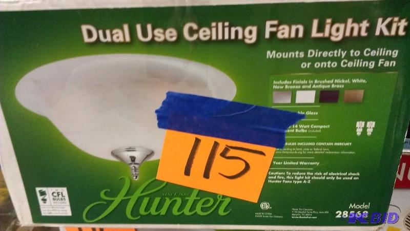 lot 115 image: Ceiling Fan Light Kit. Dual use. Hunter brand...