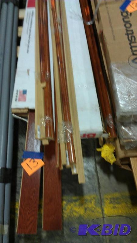 lot 13 image: Flooring and wall edge cove pieces. Hardware ...